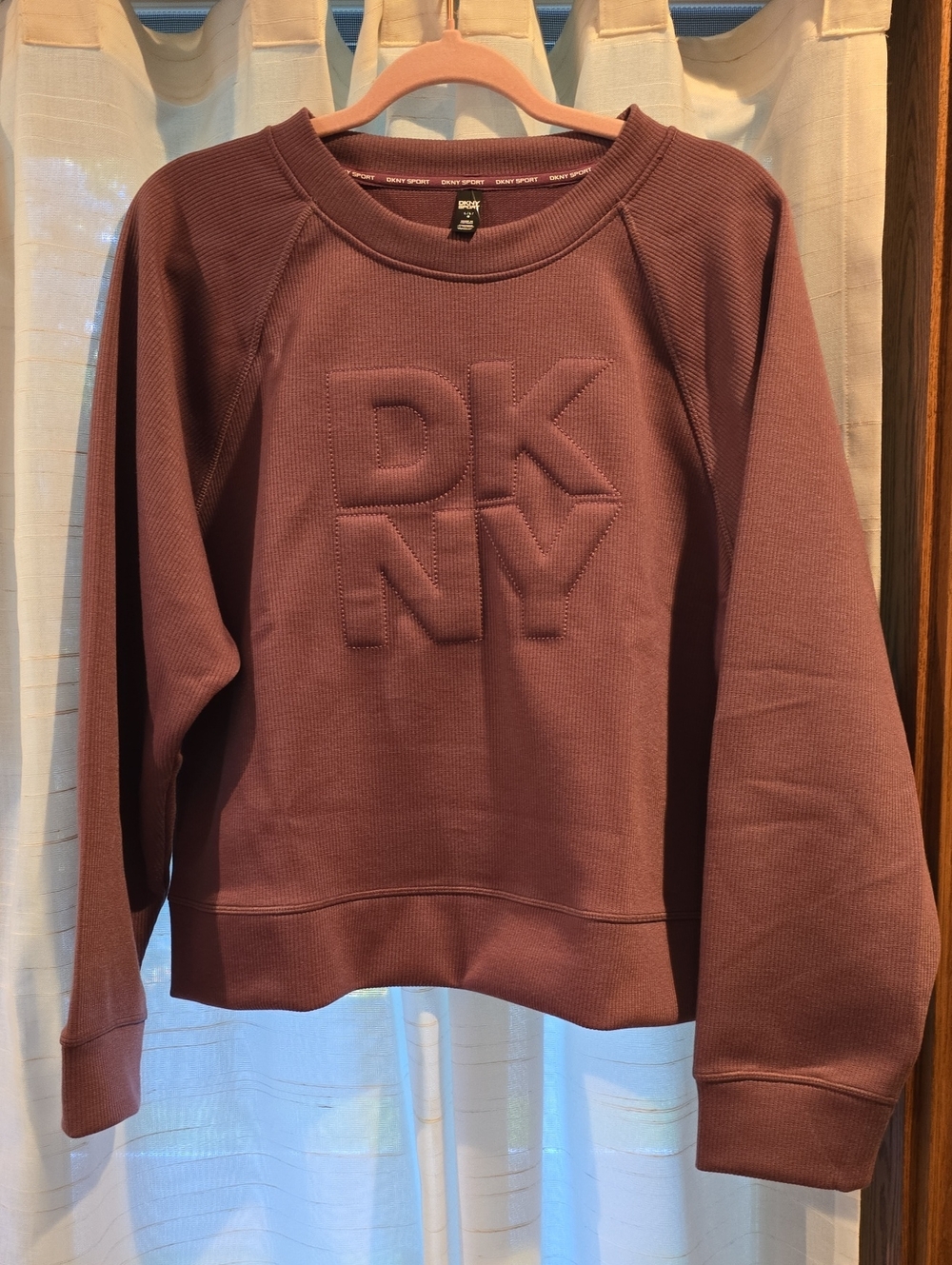 NWT DKNY Sport Embossed Logo Crewneck Sweatshirt - Dark Purple / Plum (Size L)